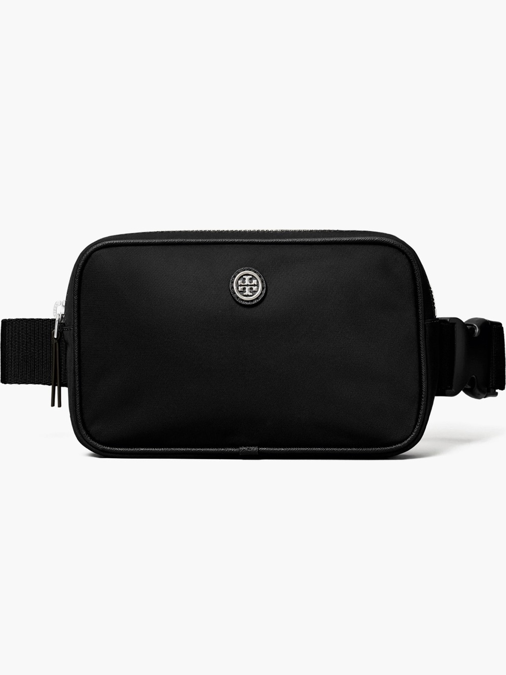 Tory Burch Black Nylon Belt Bag with Logo Medallion